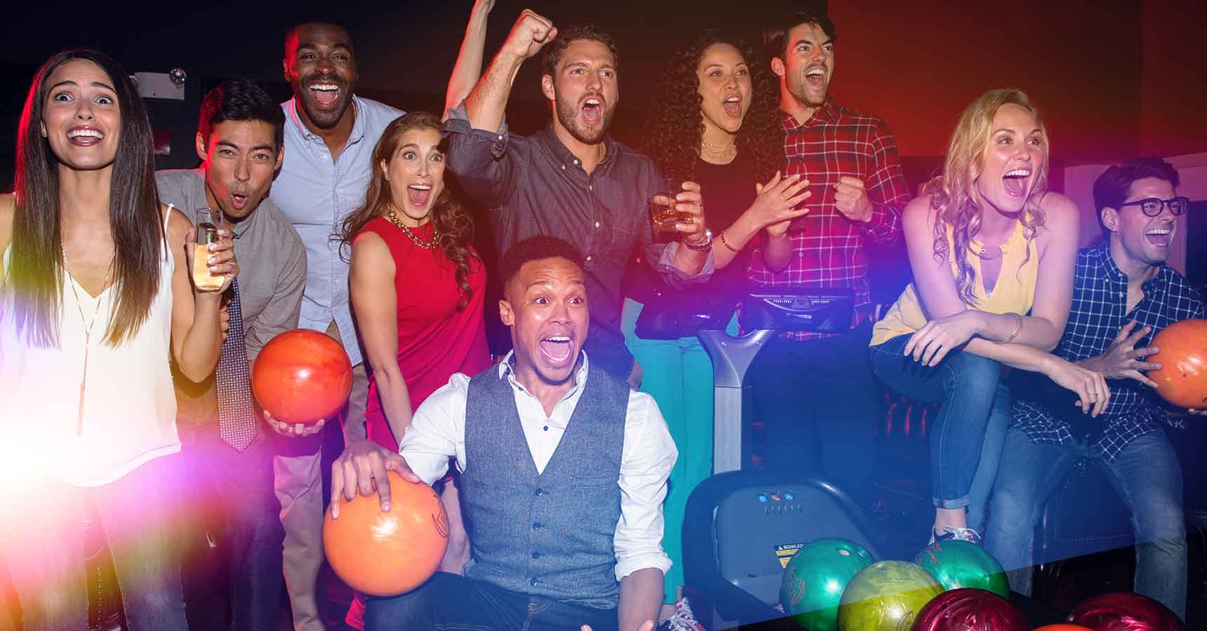 Group on lanes cheering