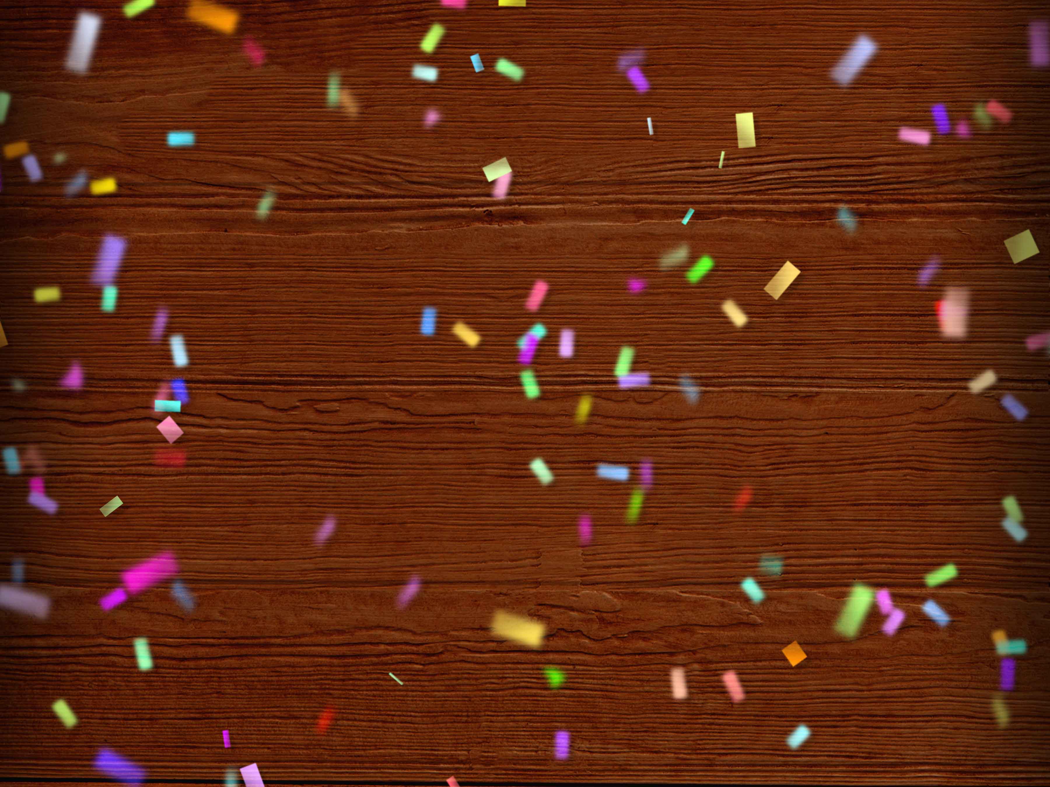 wood background with confetti