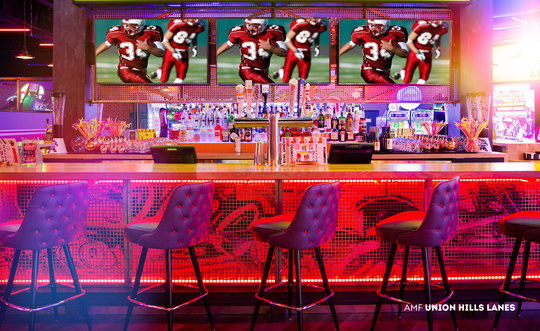 Sports bar with neon lighting