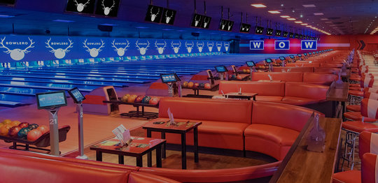Laneside seating area with lanes in the background