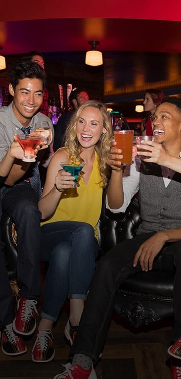 3 friends toasting with drinks