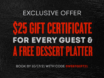 holiday $25 gift certificate and free dessert