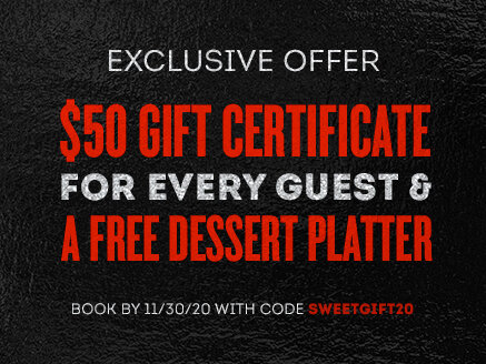 exclusive offer $50 gift cert and free dessert