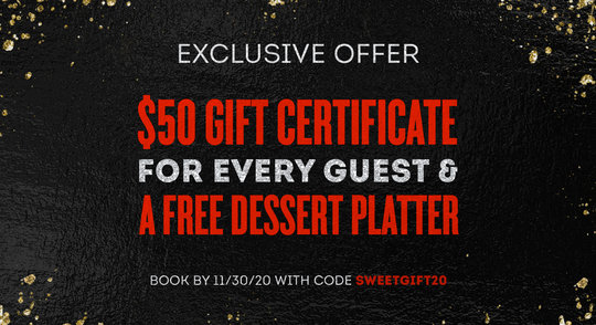 exclusive offer $50 gift cert and free dessert