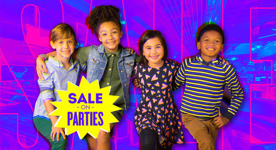 group of kids in front of a stylized background