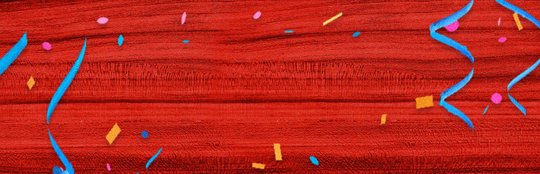 Red background with confetti