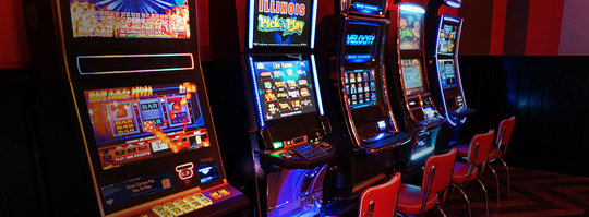 close up of a row of slot machines
