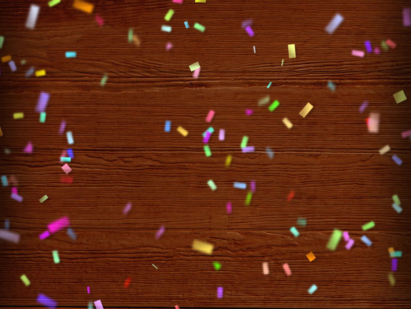 wood background with confetti