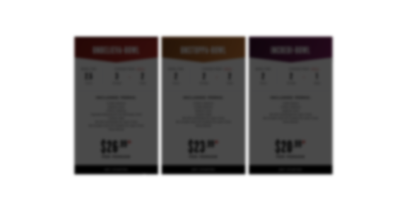 three informational cards with intentionally blurry text